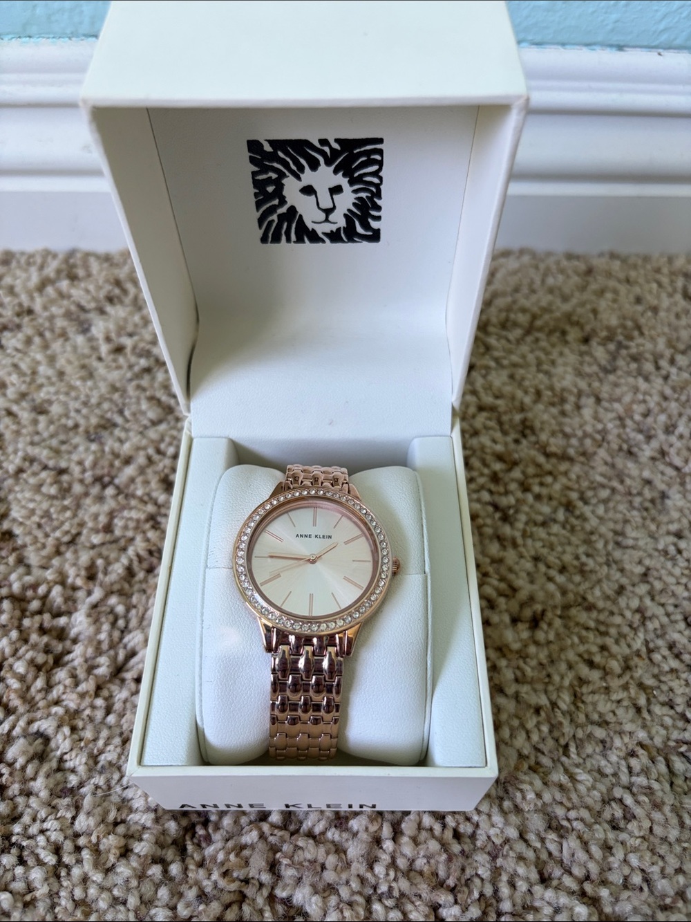 Anne Klein Rose Gold Bracelet Watch with Swarovski Crystal Bezel